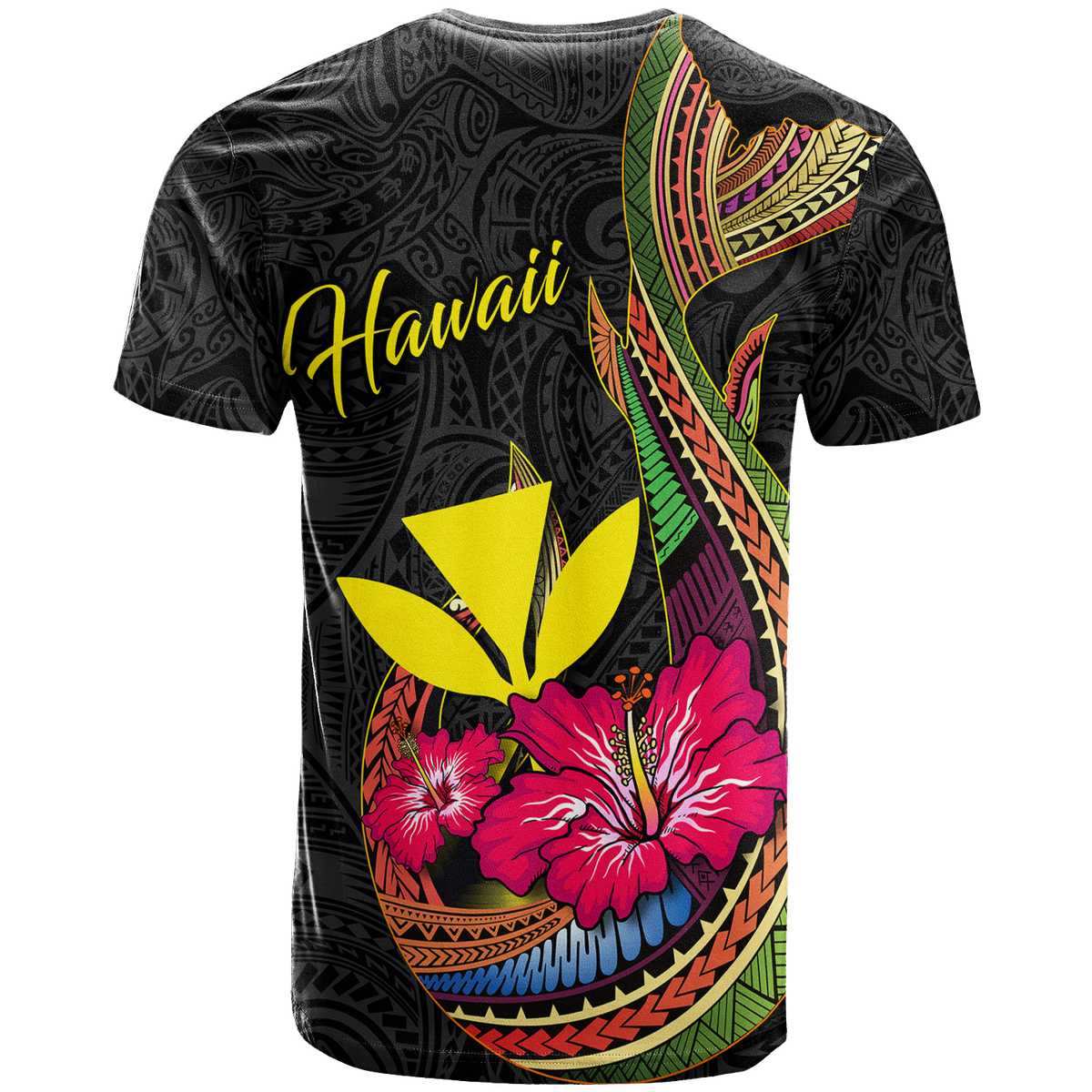 Hawaii Polynesian Fish Hook Hibiscus T Shirt LT12 - Polynesian Pride