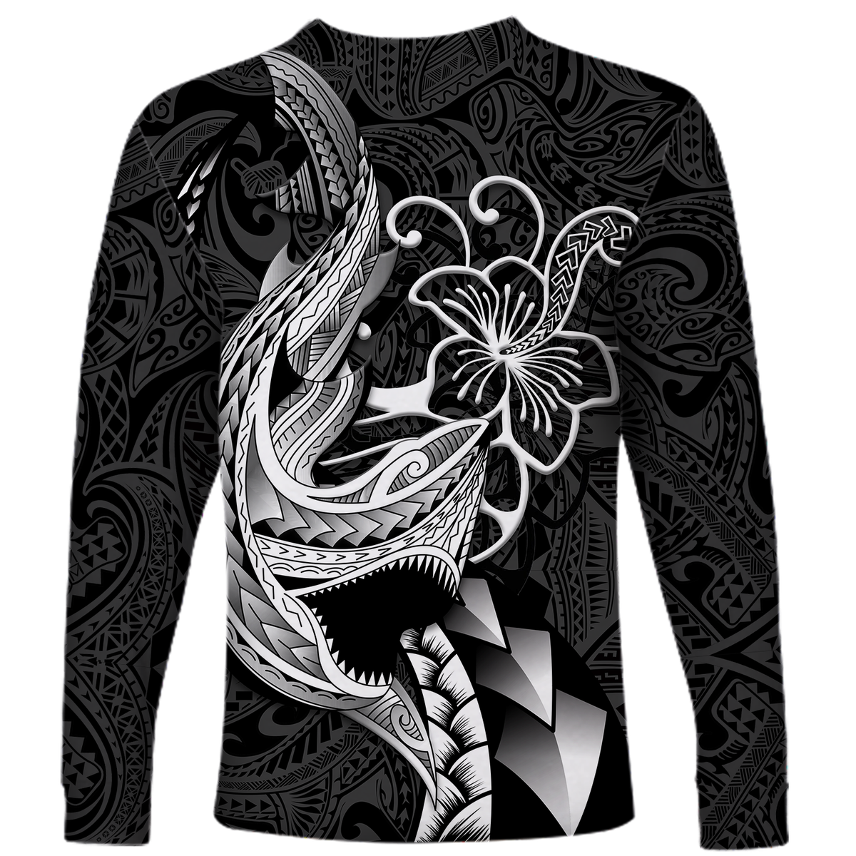 (Custom Personalised) Polynesian Shark Tattoo Hawaii Tribal Long Sleeve Shirt - LT12 - Polynesian Pride