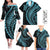 Hawaii Family Matching Outfits Polynesian Pride Off Shoulder Long Sleeve Dress And Shirt Family Set Clothes Turtle Hibiscus Luxury Style - Aquamarine LT7 Blue - Polynesian Pride