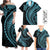 Hawaii Family Matching Outfits Polynesian Pride Off Shoulder Maxi Dress And Shirt Family Set Clothes Turtle Hibiscus Luxury Style - Aquamarine LT7 Blue - Polynesian Pride