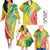 Hawaii Family Matching Outfits Polynesian Pride Off Shoulder Long Sleeve Dress And Shirt Family Set Clothes Turtle Hibiscus Luxury Style - Reggae LT7 Reggae - Polynesian Pride