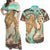 Hawaii Couple Outfits Hawaii Matching Dress and Hawaiian Shirt Polynesian Shark And Sea Turtle Dreamy Turquoise Artsy LT14