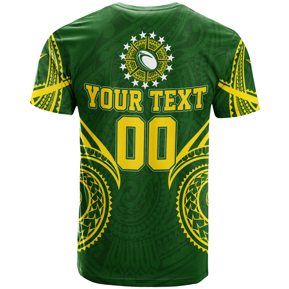 Custom Cook Islands Rugby T Shirt Tribal Pattern LT12 - Polynesian Pride