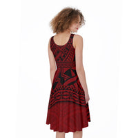 Polynesian Red Midi Dress LT9