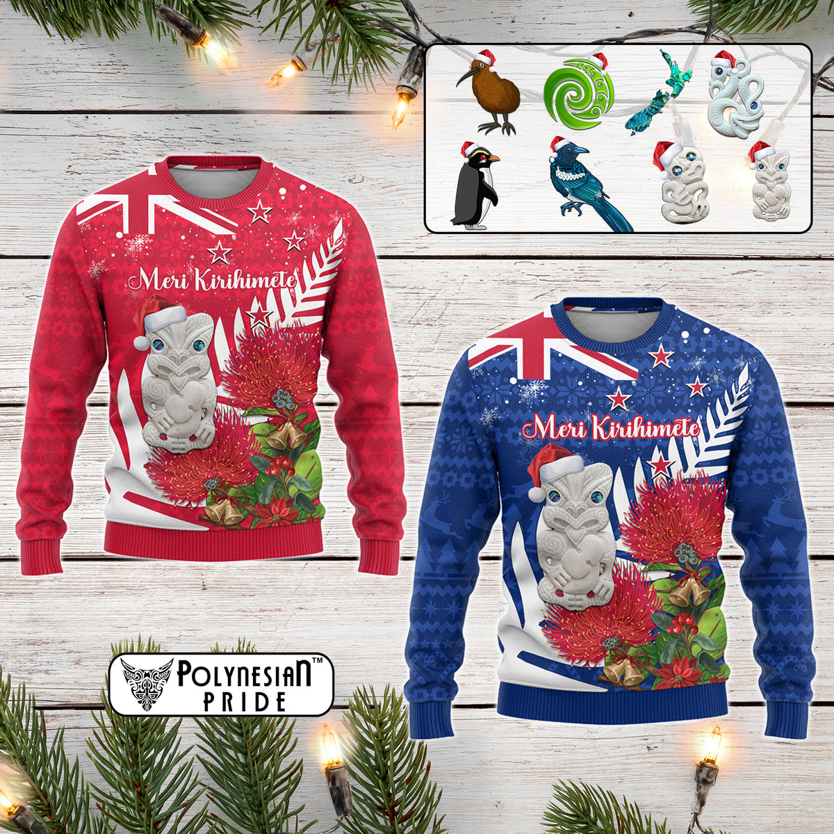 Custom New Zealand Christmas In July Knitted Sweatshirt Meri Kirihimete Aotearoa Pohutukawa Flowers CTM14