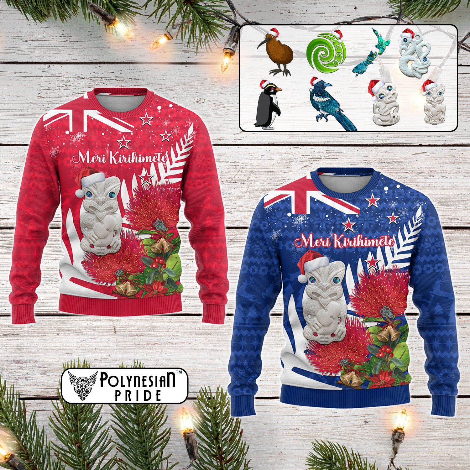 Custom New Zealand Christmas In July Knitted Sweatshirt Meri Kirihimete Aotearoa Pohutukawa Flowers CTM14