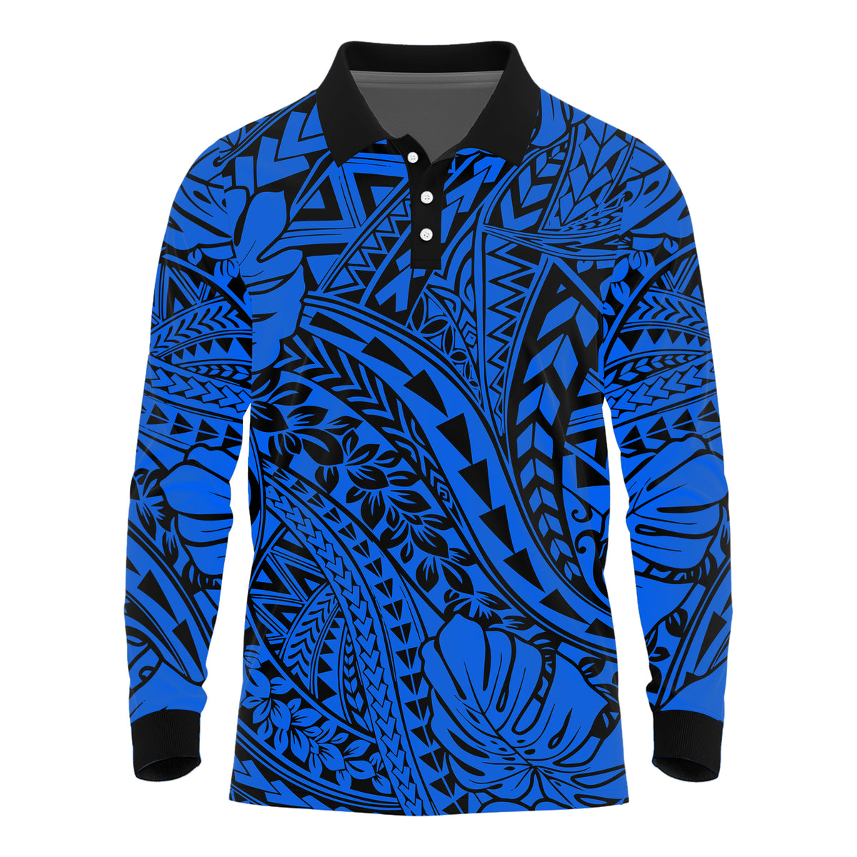 Personalised Hawaii Long Sleeve Polo Shirt Polynesian Tribal Art Ver.04 LT14