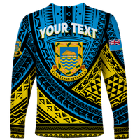 (Custom Personalised) Tuvalu Long Sleeve Shirt 44th Independence Anniversary - Tribal Pattern - LT12 - Polynesian Pride