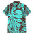 Teal Polynesian Tropical Leaf Family Matching Off Shoulder Maxi Dress and Hawaiian Shirt LT14 - Polynesian Pride