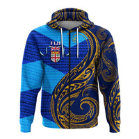 Fiji Zip up Hoodie Flags Color With Gold Polynesian Pattern LT20 - Polynesian Pride