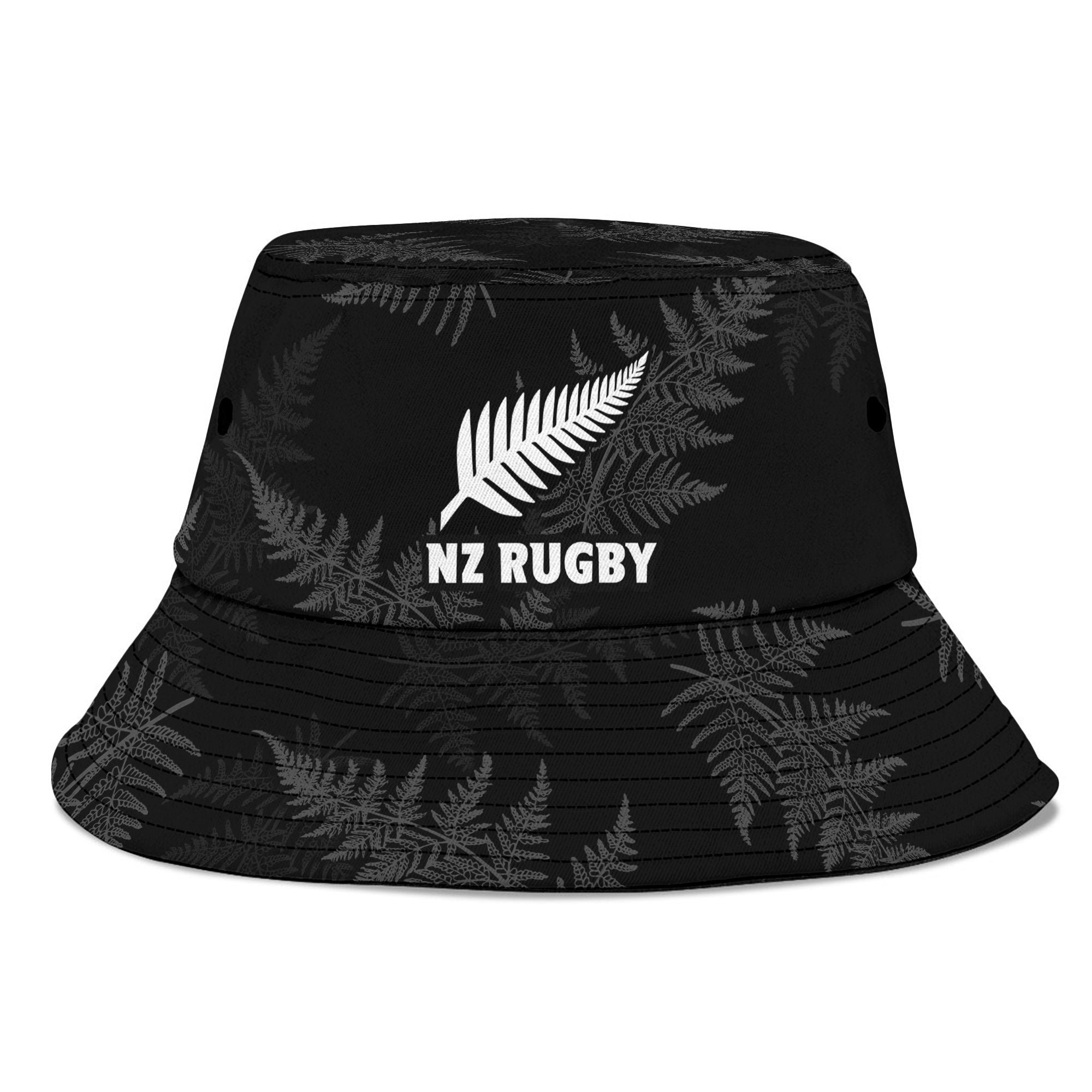 New Zealand Silver Fern Rugby Bucket Hat 2023 Go Aotearoa World Cup LT14 Unisex Universal Fit Black - Polynesian Pride