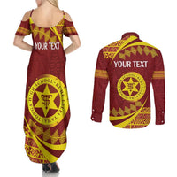 Personalised Tonga High School Couples Matching Summer Maxi Dress and Long Sleeve Button Shirt Happy 77 Years Anniversary LT14 - Polynesian Pride