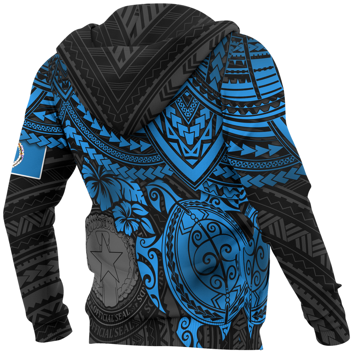 Northern Mariana Islands Polynesian Hoodie Blue Turtle - Polynesian Pride