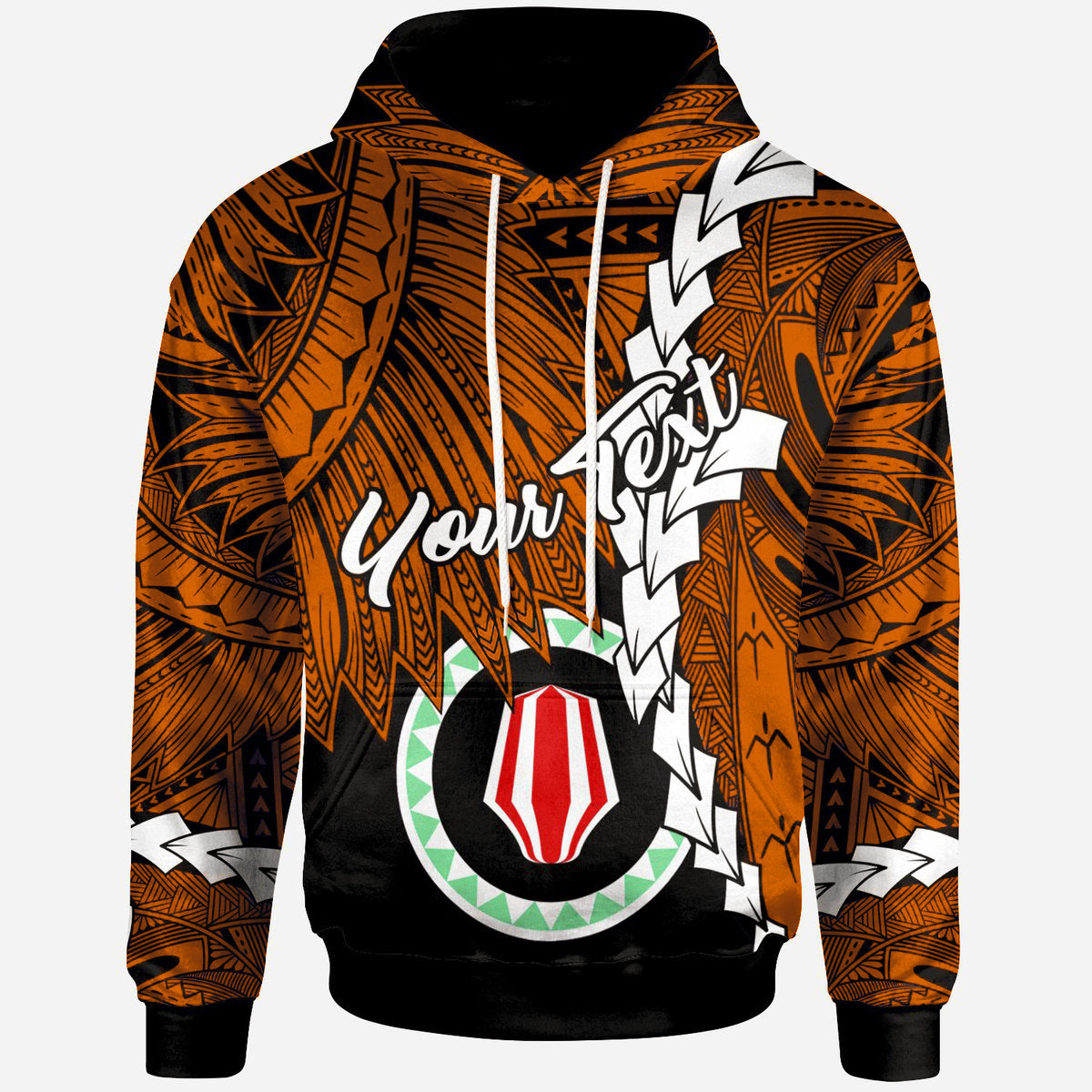 Papua New Guinea Autonomous Region of Bougainville Province Polynesian Custom Hoodie Tribal Wave Tattoo - Orange LT7 Unisex Blue - Polynesian Pride