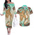 Hawaii Couples Matching Off The Shoulder Long Sleeve Dress And Hawaiian Shirt Polynesian Shark And Sea Turtle Dreamy Turquoise LT14 Turquoise - Polynesian Pride