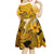 Gold Hawaii Family Matching Outfits Mermaid Dress And Hawaiian Shirt Polynesian Shark Tattoo LT14