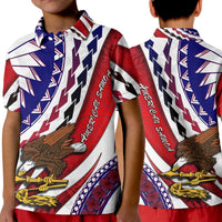 American Samoa Polo Shirt Artsy Style LT9 Kid Red - Polynesian Pride