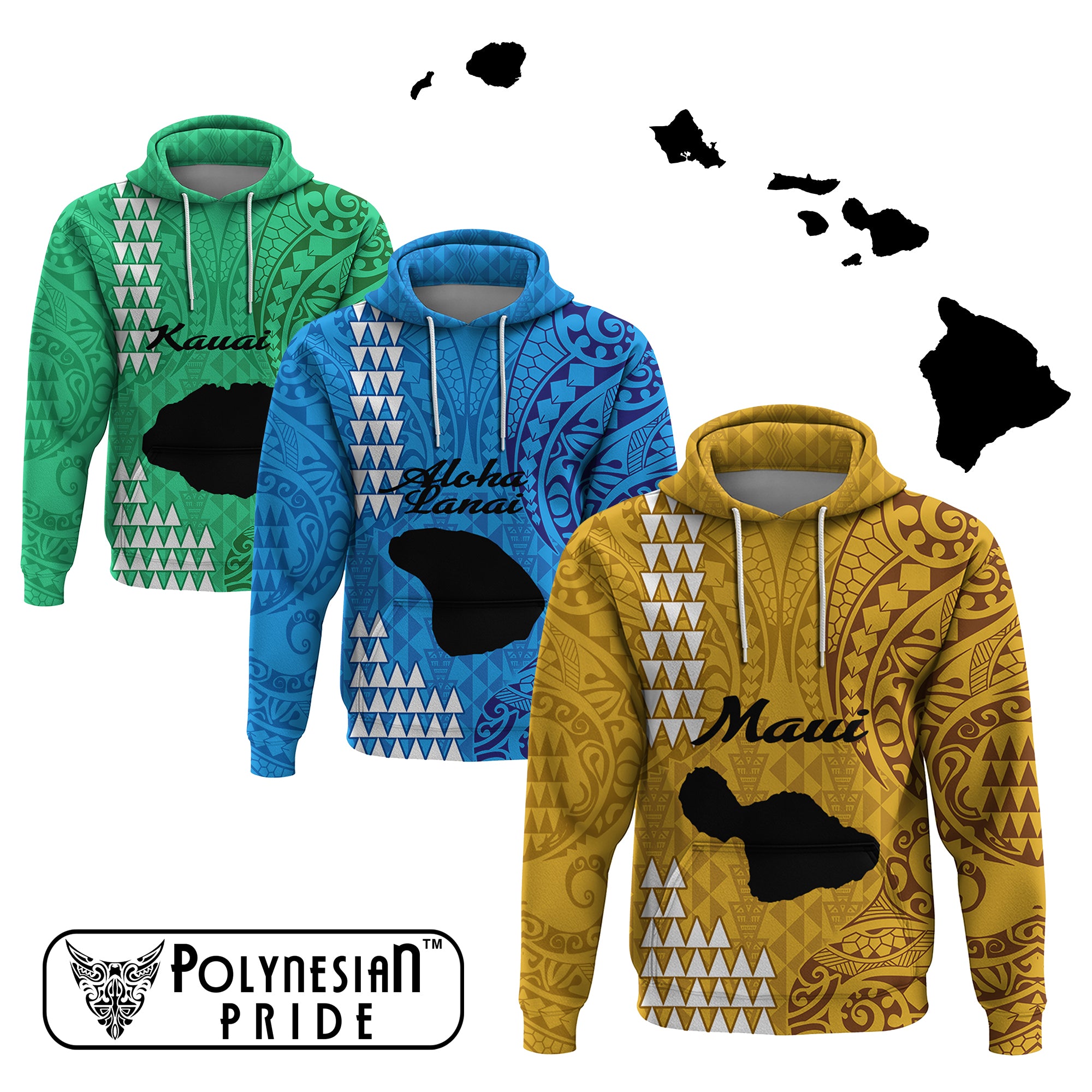 Custom Island of Hawaii Hoodie Kakau Mixed Polynesian Tribal CTM09 - Polynesian Pride