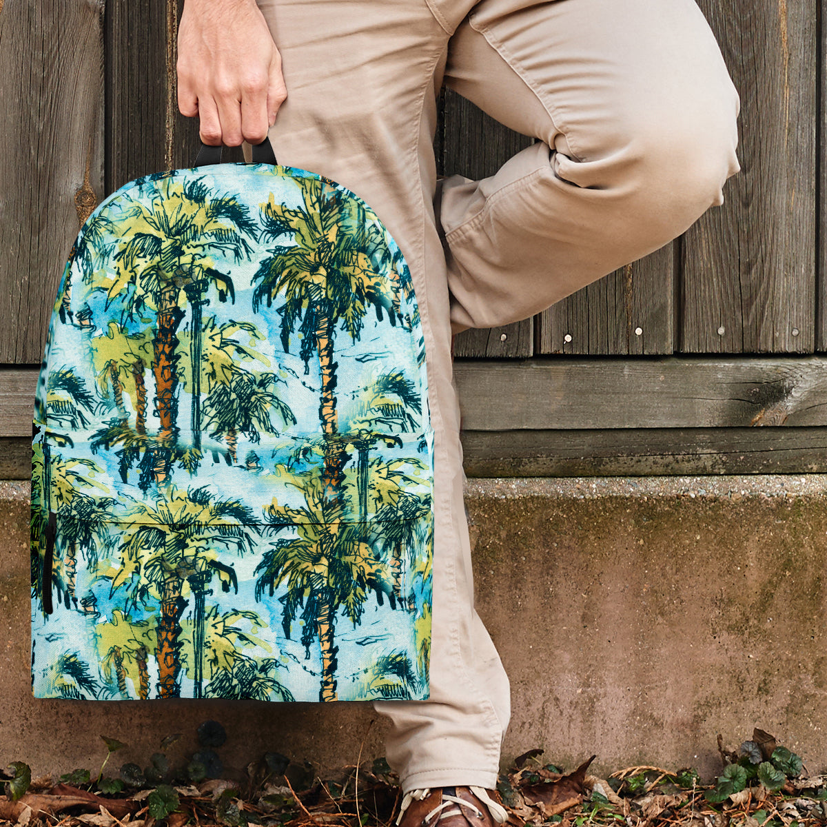 Tropical Palm Trees Backpack Watercolor Style LT7 One Style Green - Polynesian Pride