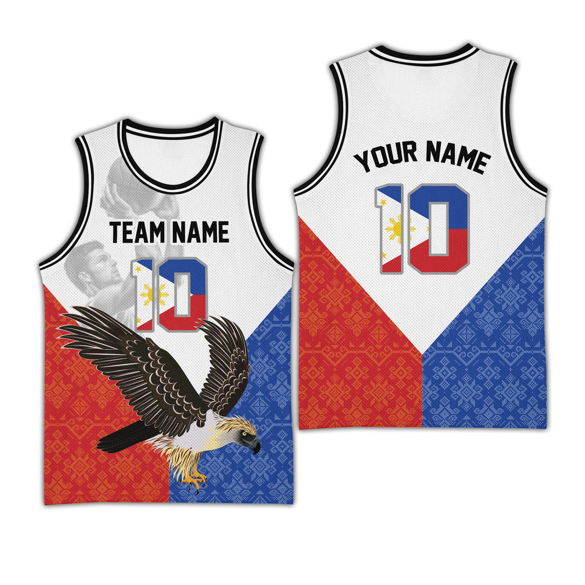 Custom Grayscale Photo Basketball Jersey Pilipinas Eagle CTM03