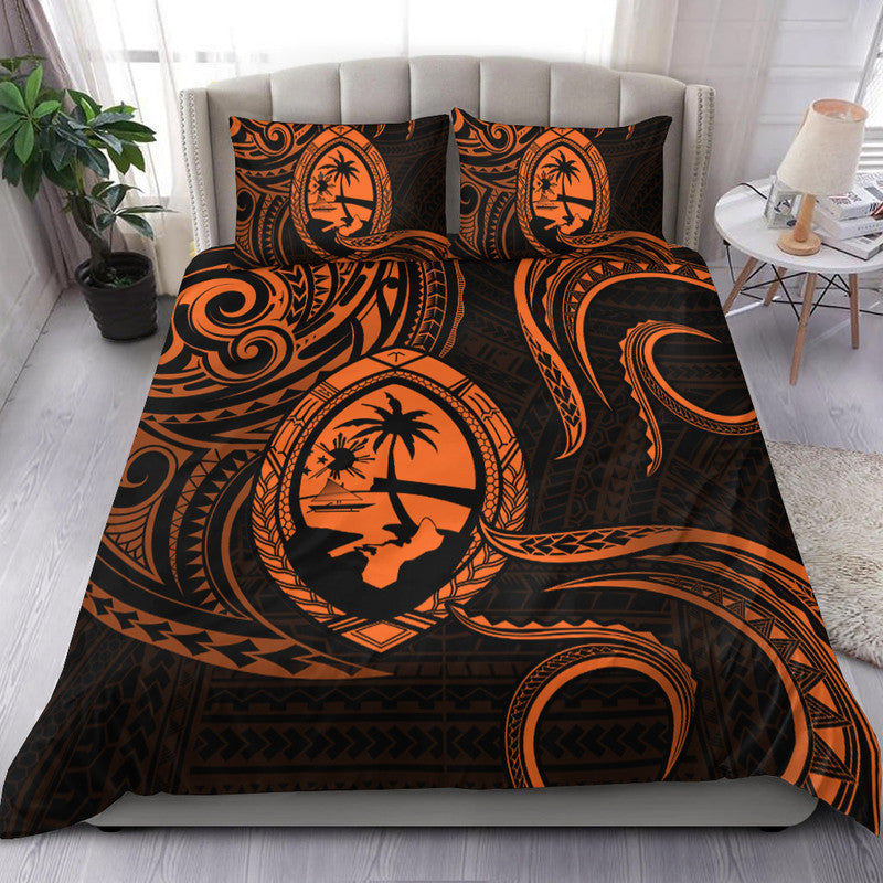 Polynesian Pride Guam With Polynesian Tribal Tattoo and Coat of Arms Bedding Set Orange Version LT9 Orange - Polynesian Pride