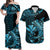 Polynesian Matching Dress and Hawaiian Shirt Hawaii Kakau Kanaka with Tribal Hammerhead Shark Turquoise LT14 Turquoise - Polynesian Pride