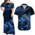 Polynesian Matching Dress and Hawaiian Shirt Hawaii Kakau Kanaka with Tribal Hammerhead Shark Blue LT14 Blue - Polynesian Pride