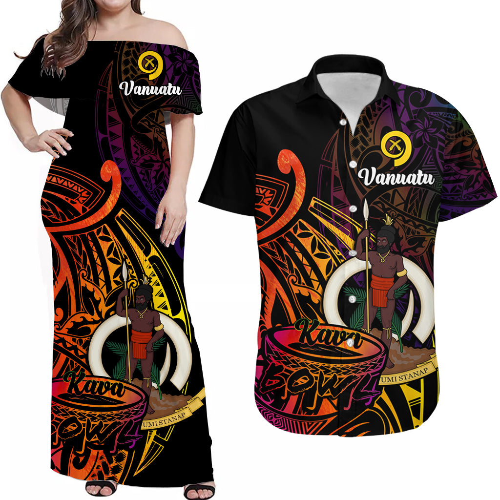 Personalised Vanuatu Kava Bowl Matching Hawaiian Shirt and Dress Polynesian Gradient LT14 Reggae - Polynesian Pride