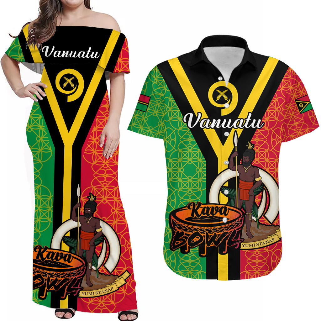 Personalised Vanuatu Kava Bowl Matching Hawaiian Shirt and Dress Sand Drawing Flag LT14 Art - Polynesian Pride