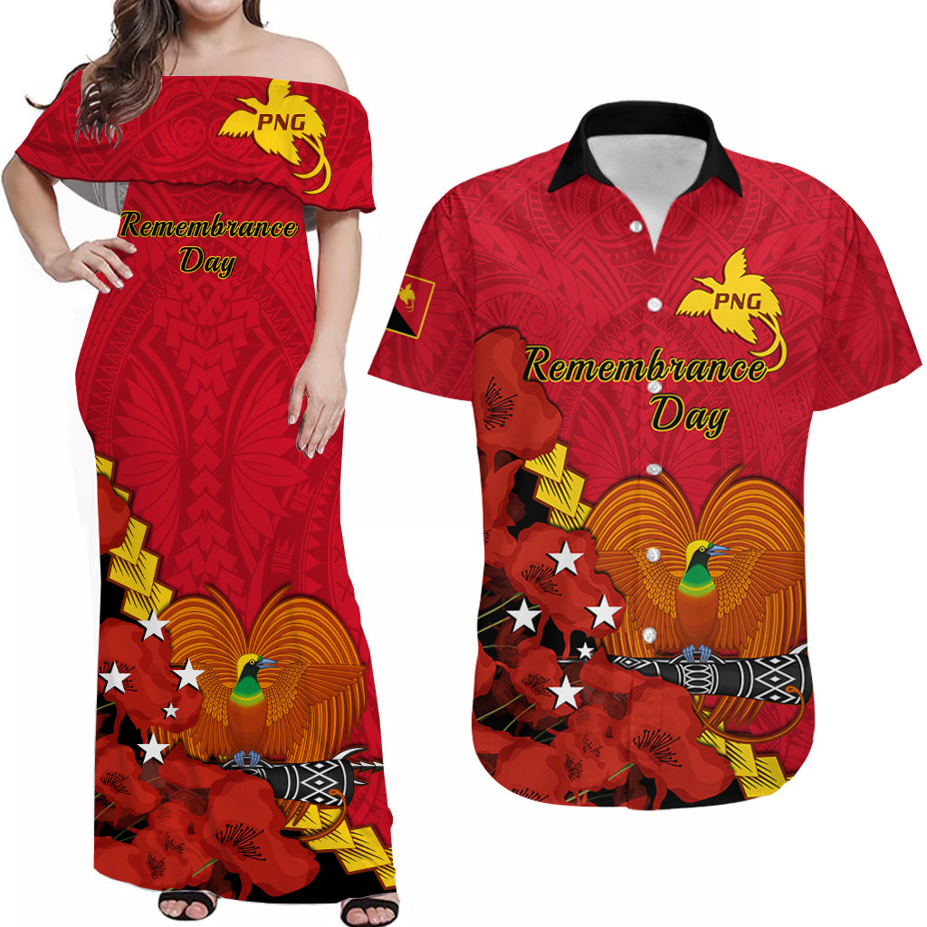 Papua New Guinea Matching Dress and Hawaiian Shirt Polynesian PNG Remembrance Day LT14 Red - Polynesian Pride