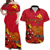 Personalised Papua New Guinea Matching Dress and Hawaiian Shirt Polynesian Remembrance Day LT14 Red - Polynesian Pride