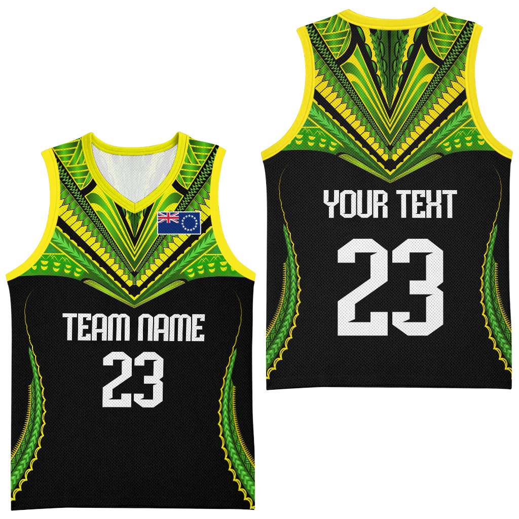 Custom Cook Islands Basketball Jersey Tatau Art Sport Style Black Color CTM03 - Polynesian Pride