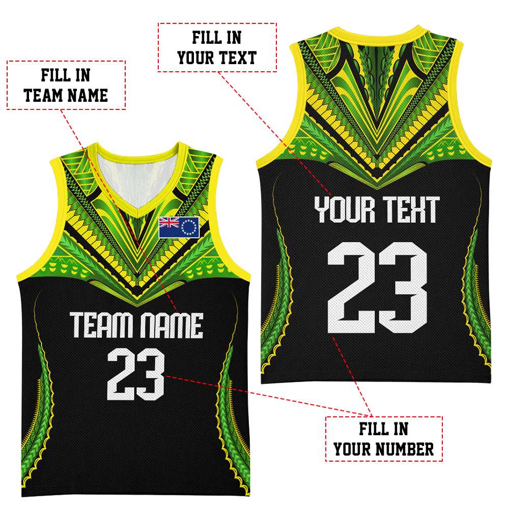 Custom Cook Islands Basketball Jersey Tatau Art Sport Style Black Color CTM03 - Polynesian Pride