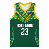 Custom Cook Islands Basketball Jersey Tatau Art Sport Style Green Color CTM03 Unisex Multicolor - Polynesian Pride