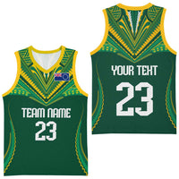 Custom Cook Islands Basketball Jersey Tatau Art Sport Style Green Color CTM03 - Polynesian Pride
