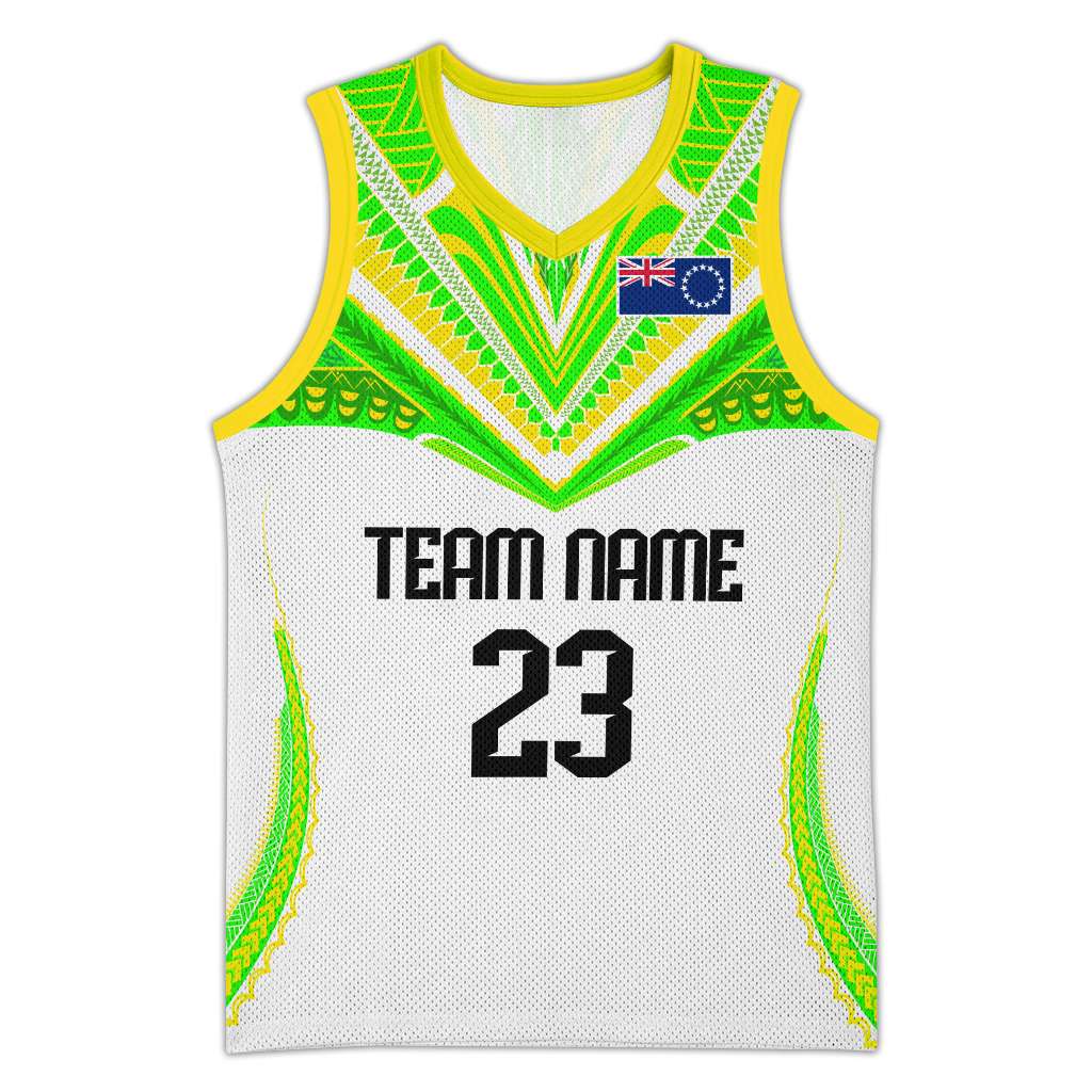 Custom Cook Islands Basketball Jersey Tatau Art Sport Style White Color