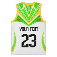 Custom Cook Islands Basketball Jersey Tatau Art Sport Style White Color CTM03 - Polynesian Pride