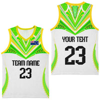 Custom Cook Islands Basketball Jersey Tatau Art Sport Style White Color CTM03 - Polynesian Pride