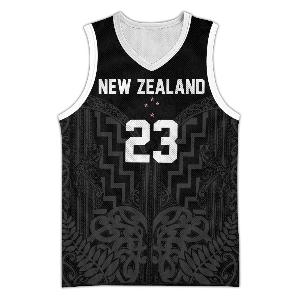 Custom Photo New Zealand Basketball Jersey Maori Moko Tribal Motifs