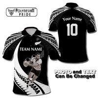 Custom Photo New Zealand Rugby-Aotearoa Polo Shirt Armour Blacks Silver Ferns