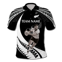 Custom Photo New Zealand Rugby-Aotearoa Polo Shirt Armour Blacks Silver Ferns