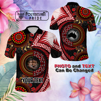 Custom Photo Tonga and Australia Together Polo Shirt Ngatu Art Tribal Aboriginal Tattoo Pattern