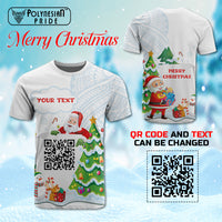 Custome QR Code Polynesian Christmas T Shirt Funny Santa Claus and Xmas Style