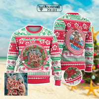 Custom Photo Polynesian Christmas Knitted Sweatshirt - Polynesian Pride