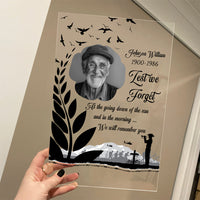 Custom Photo New Zealand ANZAC Day Memorial Acrylic Plaque Lest We Forget