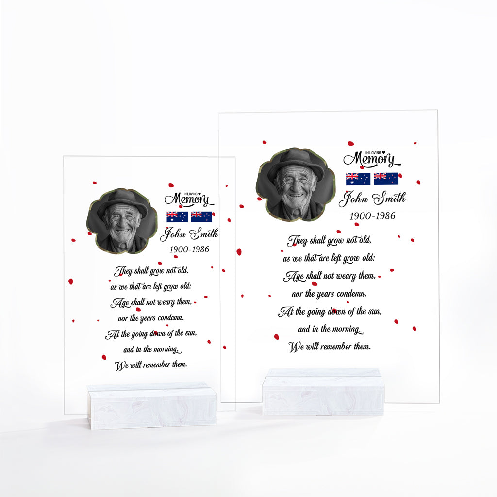 Custom Photo Australia And New Zealand ANZAC Day Memorial Acrylic Plaque We Will Remember You CTM05 - Polynesian Pride