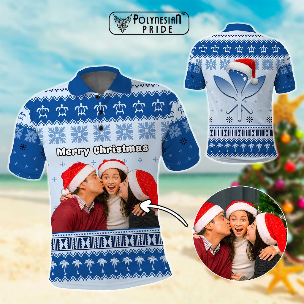 Custom Photo Hawaii Christmas Polo Shirt Mele Kalikimaka