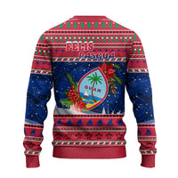 Custom Photo Guam Christmas Knitted Sweatshirt Guaman Seal Poinsettia Felis Pasgua