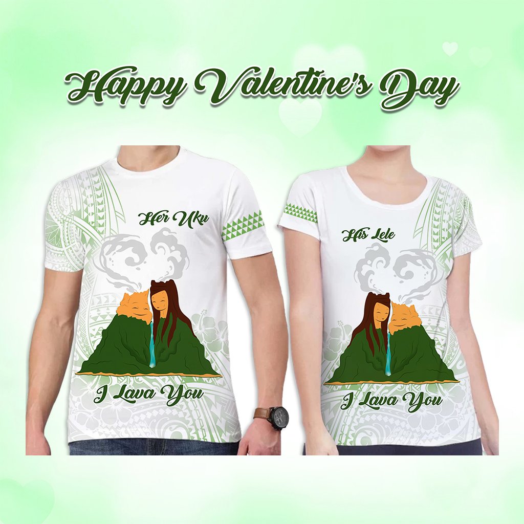 Custom Polynesian Couple Volcano Valentine Day T shirt I LAVA YOU
