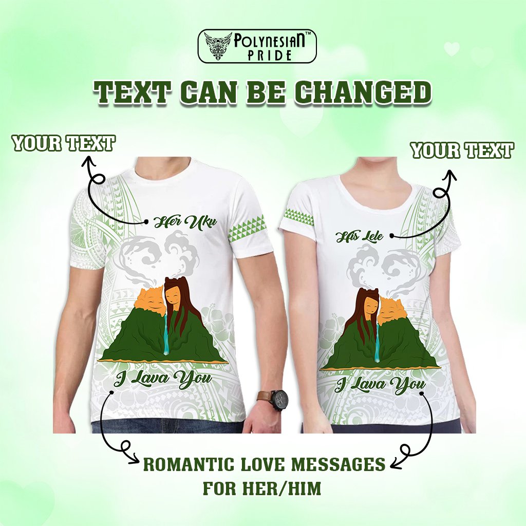 Custom Polynesian Couple Volcano Valentine Day T shirt I LAVA YOU